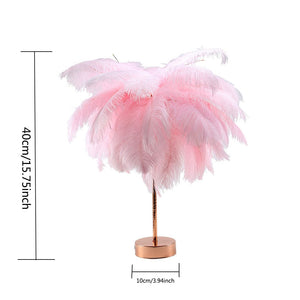 Remote Control Feather Table Lamp USB/AA Battery Power DIY Creative Warm Light Tree Feather Lampshade Wedding Home Bedroom Decor