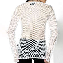 Load image into Gallery viewer, Sexy Fishnet Black Sexy Gothic Mesh Hollow Out Long Sleeve Top Ripped See Through Summer Shirt