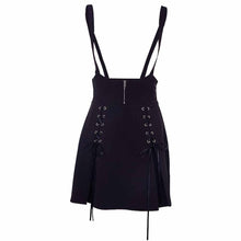 Load image into Gallery viewer, Woman Black Goth Sexy Lace Bodysuit Rompers A Line Skirt Suspender Lace Up See Through Club Wear
