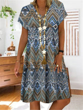 Load image into Gallery viewer, Summer Women Vintage V-neck Short Sleeve Midi Dress