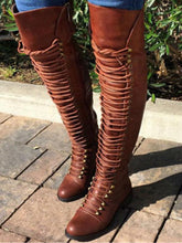 Load image into Gallery viewer, Winter Low Heel Solid Color Lace Up Riding Boots