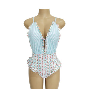 Beach Sweet Print Floral Ins Style One Piece Swimsuit