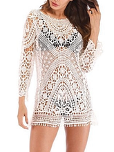 Load image into Gallery viewer, Sexy Openwork Lace Crocheted Halter Dress Sun Protection Bikini Blouse