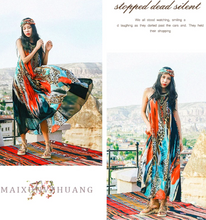 Load image into Gallery viewer, Bohemian Vintage Ethnic Long Skirt Chiffon Oil Color Printed Temperament Dress