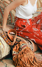 Load image into Gallery viewer, Bohemian Brown Beaded Embroidered Tassel Bucket Bag