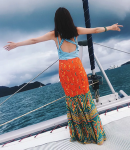 Bohemian Ethnic Wind Beach Vacation Slim Personality Fishtail Dress