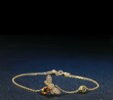 Load image into Gallery viewer, Natural Oval Citrine 925 Sterling Silver Jewelry Gold-color Chain Charm Bracelet