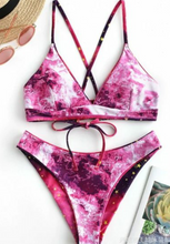 Load image into Gallery viewer, Sexy Suspenders Hanging Neck Print Split Bikini