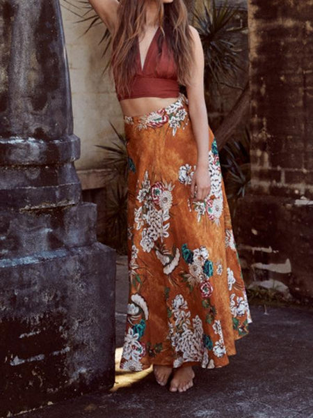 Bohemian Printed Casual Swing Skirt