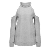 Load image into Gallery viewer, Casual Spring Long Sleeve Off Shoulder Solid Color O-neck Hollow Out Tops