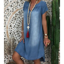 Load image into Gallery viewer, Summer Women&#39;s Baggy Tunic Dress Denim Shirt