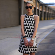 Load image into Gallery viewer, Sexy Sleeveless Triangle Black and White Print Mini Dress