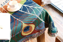 Load image into Gallery viewer, Rustic Style Jacquard Peacock Tassel Throw Blanket