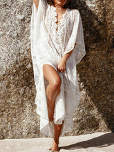 Load image into Gallery viewer, Lace White Split Front Long Bohemia Beach Dress