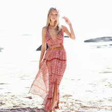 Load image into Gallery viewer, Bohemian Print Beach Split-side Sleeveless Chiffon Dress