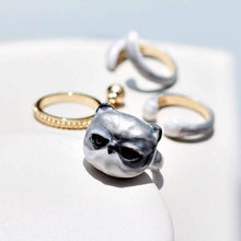 Load image into Gallery viewer, Cute Kitten Design 4 Pieces Enamel Rings Sets