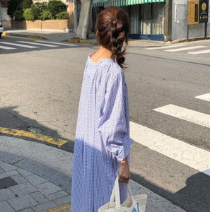 Three-color casual loose lazy style shirt dress