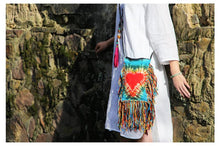 Load image into Gallery viewer, Plant Dyeing Handmade Heart Pattern Long Tassel Cross Shoulder Bag