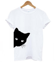 Load image into Gallery viewer, Cat Pattern Printed Crew Neck Slim Short Sleeve T-shirt