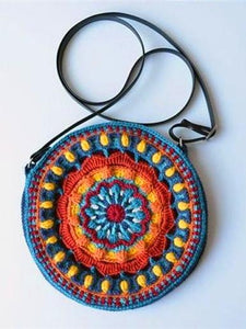 Handmade Hook flower Folk Style Cross Shoulder Bag