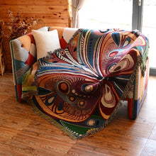 Load image into Gallery viewer, Versatile Colorful Jacquard Butterfly Tassel Cotton Throw Blanket