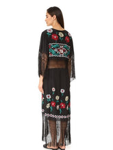 Load image into Gallery viewer, Pretty Sexy Inwrought Hollow V Neck Lace-Up Tassels Half Sleeve Midi Dress