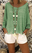 Load image into Gallery viewer, Solid Color Round Neck Long Sleeve T Shirt Blouse