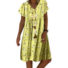 Load image into Gallery viewer, Summer Fashion Women Floral Print  V Neck Short Sleeve Dress