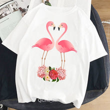 Load image into Gallery viewer, Women Summer Vintage Watercolor Flamingo Animal Printed T-shirt