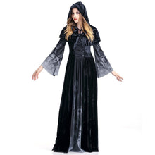 Load image into Gallery viewer, Winter Women Dress Halloween Cosplay Costume Vintage Witch Long Sleeve Maxi Dress Bandage Gothic Dresses vestidos mujer