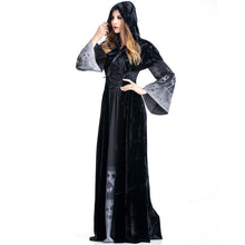 Load image into Gallery viewer, Winter Women Dress Halloween Cosplay Costume Vintage Witch Long Sleeve Maxi Dress Bandage Gothic Dresses vestidos mujer