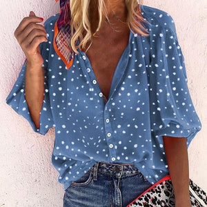 Women Blouse Sexy V-Neck Tops Pineapple Printed Shirts
