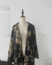Load image into Gallery viewer, Women Retro Black Floral Print Cardigan Long Sleeves Vintage Jacket Slim Elegant Coat Outwear