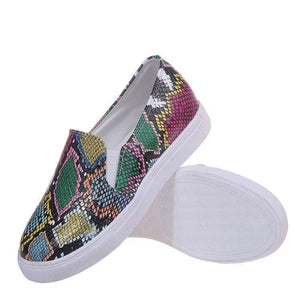 Women Casual  Snake Printing Women Vulcanized Flats Sneakers Shoes