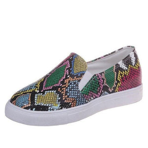 Women Casual  Snake Printing Women Vulcanized Flats Sneakers Shoes