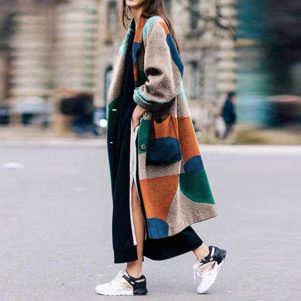 Women Windbreaker Autumn And Winter Casual Warm Long  Female Jacket Coat  Elegant Vintage Print Female Casual Windbreake