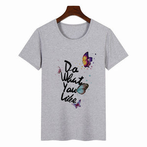 Women's Colorful Butterfly Print Short Sleeve T-shirt