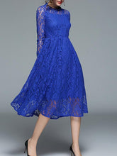 Load image into Gallery viewer, Lace Hollow Waisted Midi Evening Dress