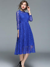 Load image into Gallery viewer, Lace Hollow Waisted Midi Evening Dress