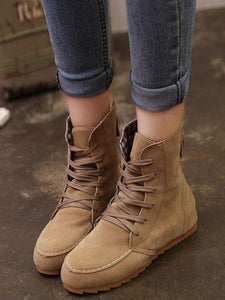 Round Toe Bandage Ankle Boots