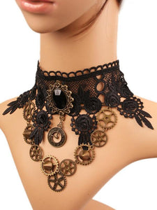Steam Punk Retro Steam Engine Gear Series Lace Female Necklace Exaggerated Jewelry
