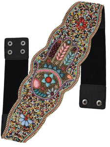 Fashion handmade girdle Bohemian retro national wind elastic adjustable belt ladies elastic waist in autumn and winter