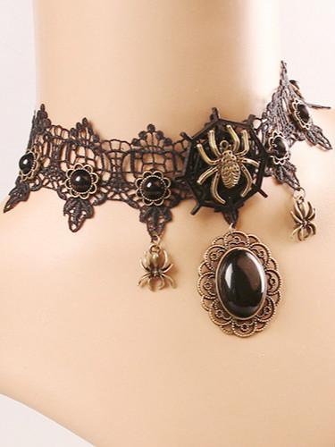 Halloween Gothic Style Lace Necklace Spider Necklace Female Retro Necklace