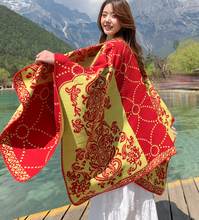 Load image into Gallery viewer, Tibetan summer cloak shawl scarf dual-use female thickened warm air-conditioned room shawl outside the cloak