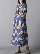 Load image into Gallery viewer, Casual Loose Floral Printed Stand Collar Women Dresses