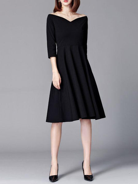 Temperament Socialite Little Breeze Dress Hepburn Little Black Skirt A Word Collar Bottom Skirt