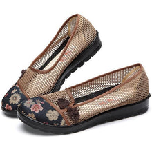 Load image into Gallery viewer, Flower Chineseknot Vintage Retro Mesh Breathable Slip On Flat Shoes
