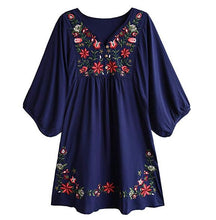 Load image into Gallery viewer, Bohemian Embroidery Floral Mini Dress