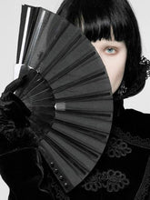 Load image into Gallery viewer, Punk Visual Kei Black Fabric Rivet Fan Unisex Hand Fans Gothic Perform Accessories Cosplay Photography Props