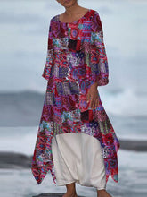 Load image into Gallery viewer, New Bohemian Style Feature Skirt Cotton and Linen Printed Long-Sleeved Dress